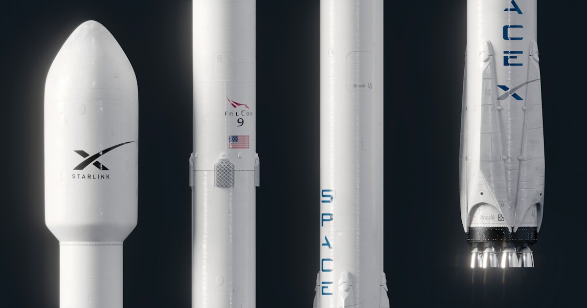 a model of a rocket with a smaller rocket next to it