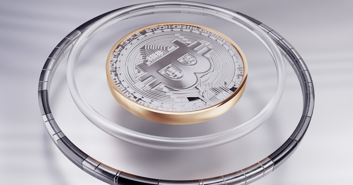 a glass plate with a bitcoin on it