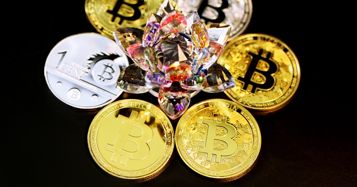 a bunch of bitcoins sitting on top of each other