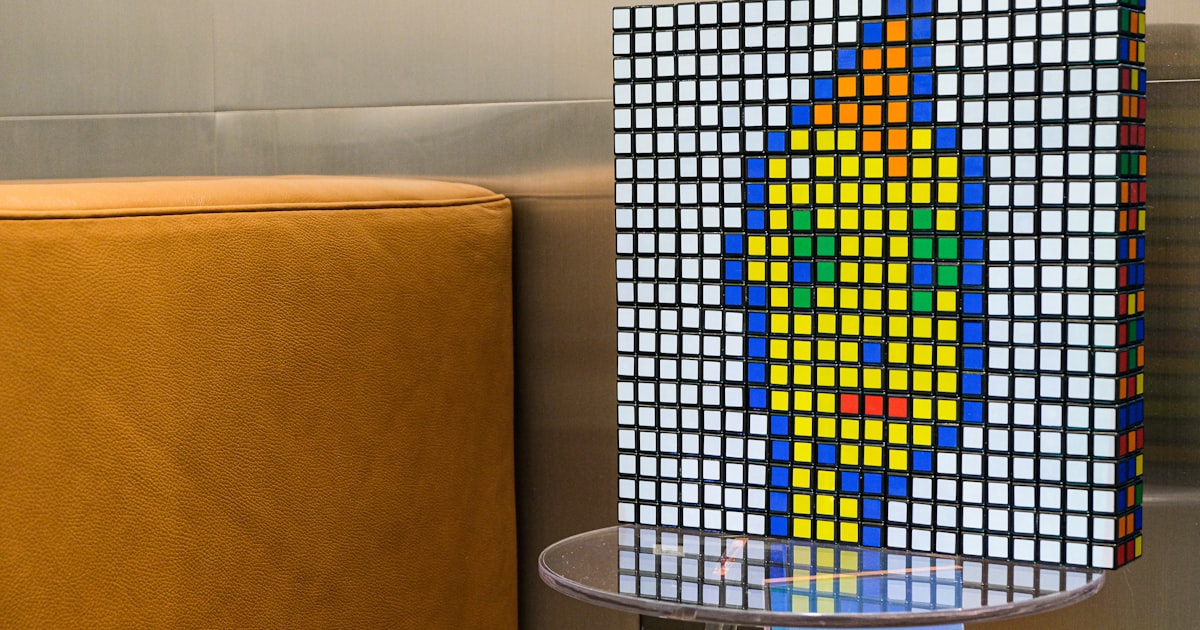 a cage with colorful wire