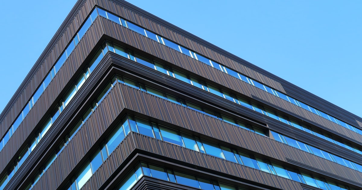 blue and white concrete building