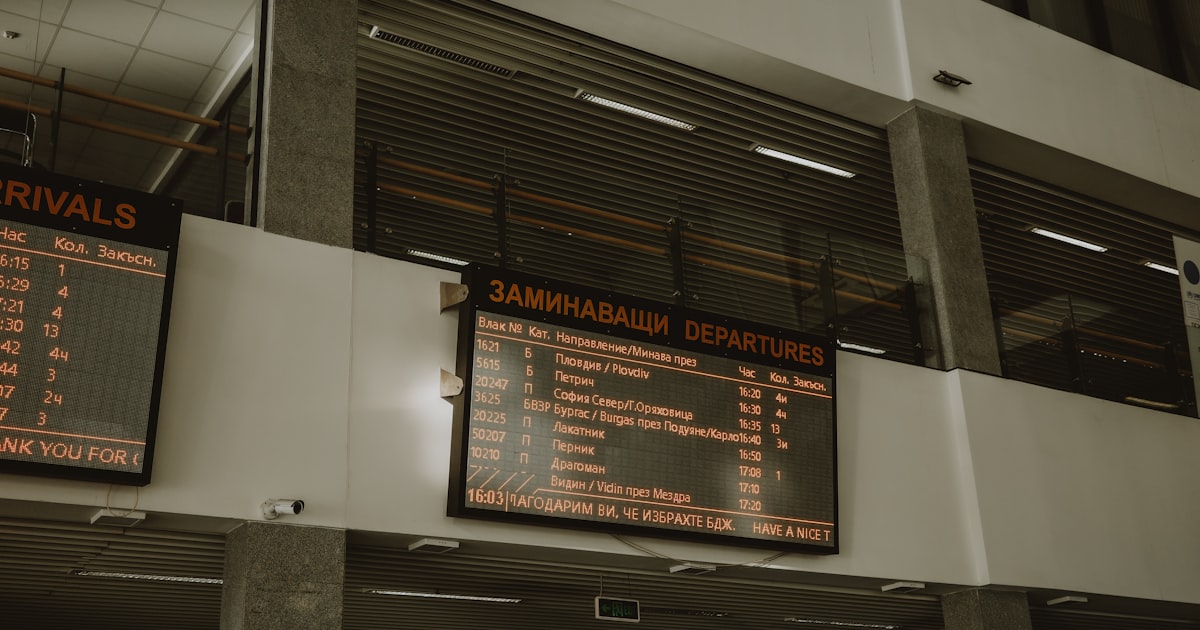Departures board at a train station