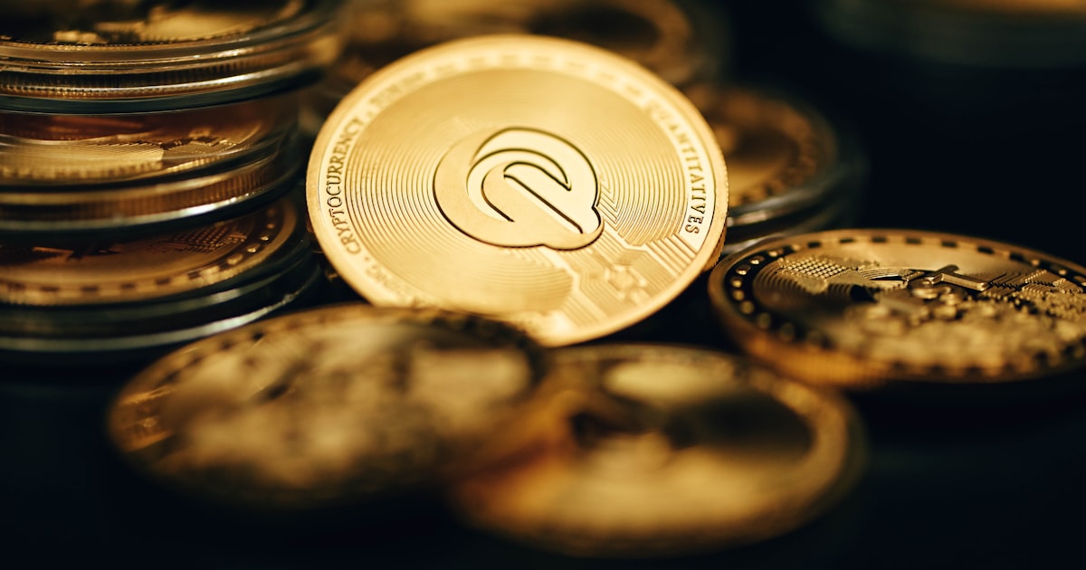 a close up of a coin on a table