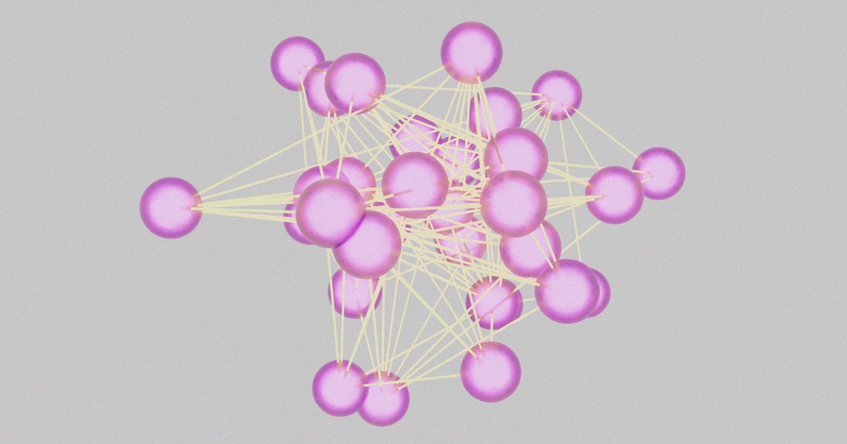 A computer generated image of a cluster of spheres