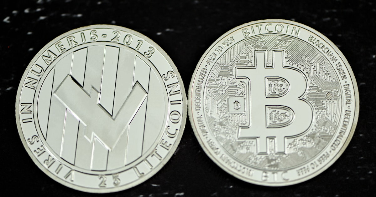 a close up of a bit coin on a table