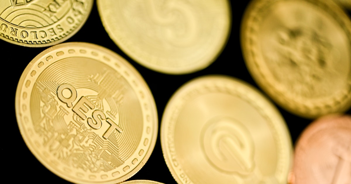 a close up of a bunch of coins