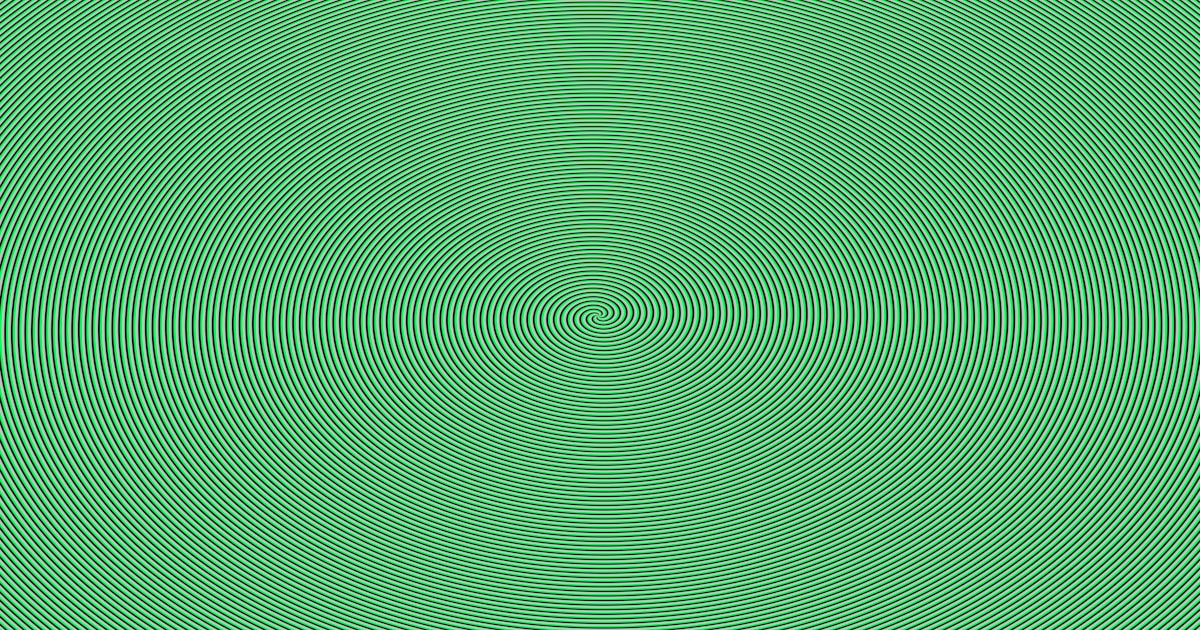 A pale green background with concentric circles