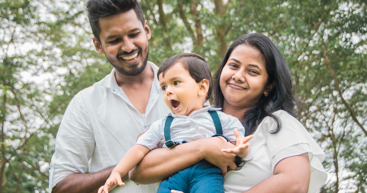 a family posing for a picture